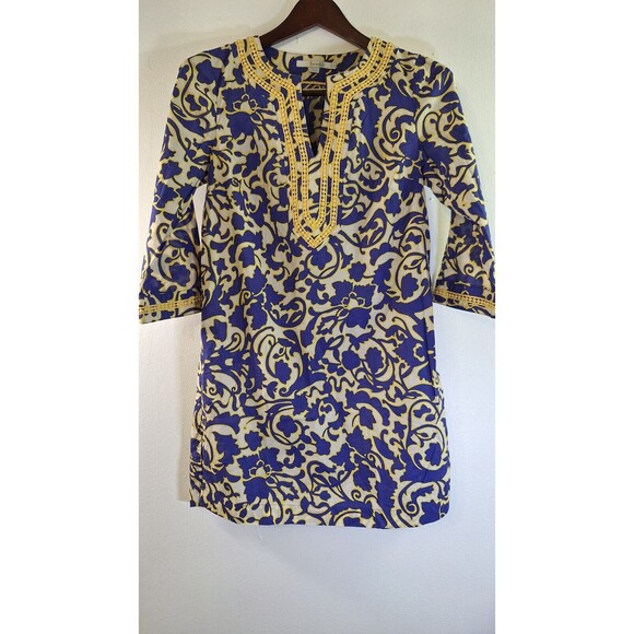 BODEN Floral Embroidered Kaftan Tunic Top Women US 4 Casual Going Out Mom Core - Picture 1 of 6